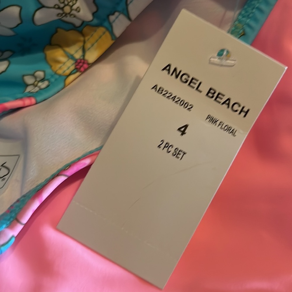 Angel Beach Short sleeve rash guard & bikini bottoms swimsuit NWT SIZE 4 - Picture 10 of 11